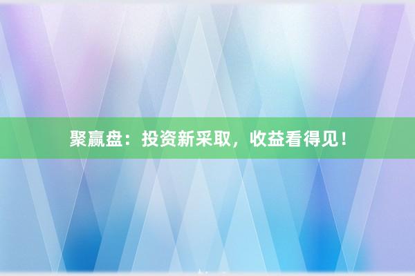 聚赢盘：投资新采取，收益看得见！