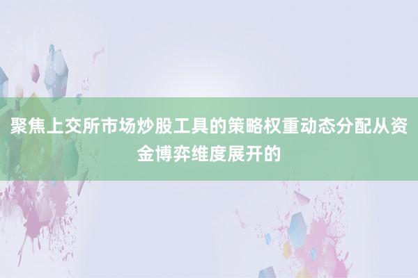 聚焦上交所市场炒股工具的策略权重动态分配从资金博弈维度展开的