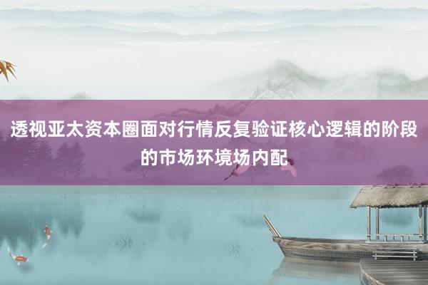 透视亚太资本圈面对行情反复验证核心逻辑的阶段的市场环境场内配