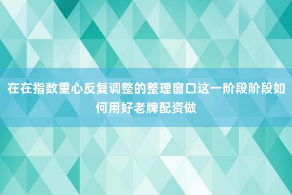 在在指数重心反复调整的整理窗口这一阶段阶段如何用好老牌配资做