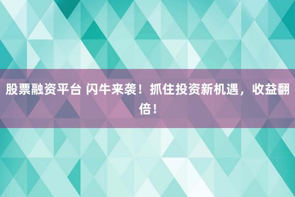 股票融资平台 闪牛来袭!抓住投资新机遇,收益翻倍!
