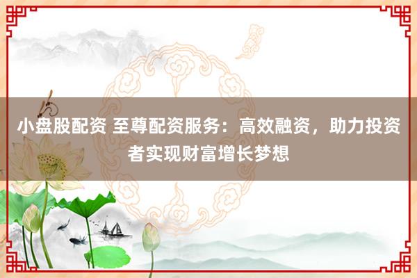 小盘股配资 至尊配资服务:高效融资,助力投资者实现财富增长梦想