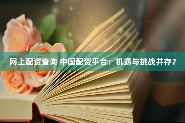 网上配资查询 中国配资平台：机遇与挑战并存？